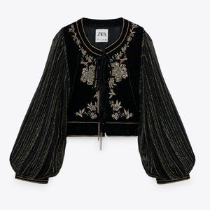 ZARA EMBROIDERED VELVET JACKET